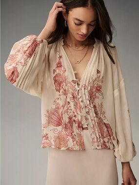 Anthropologie Florence Balducci Delicate Pintuck Blouse NWT Size Medium